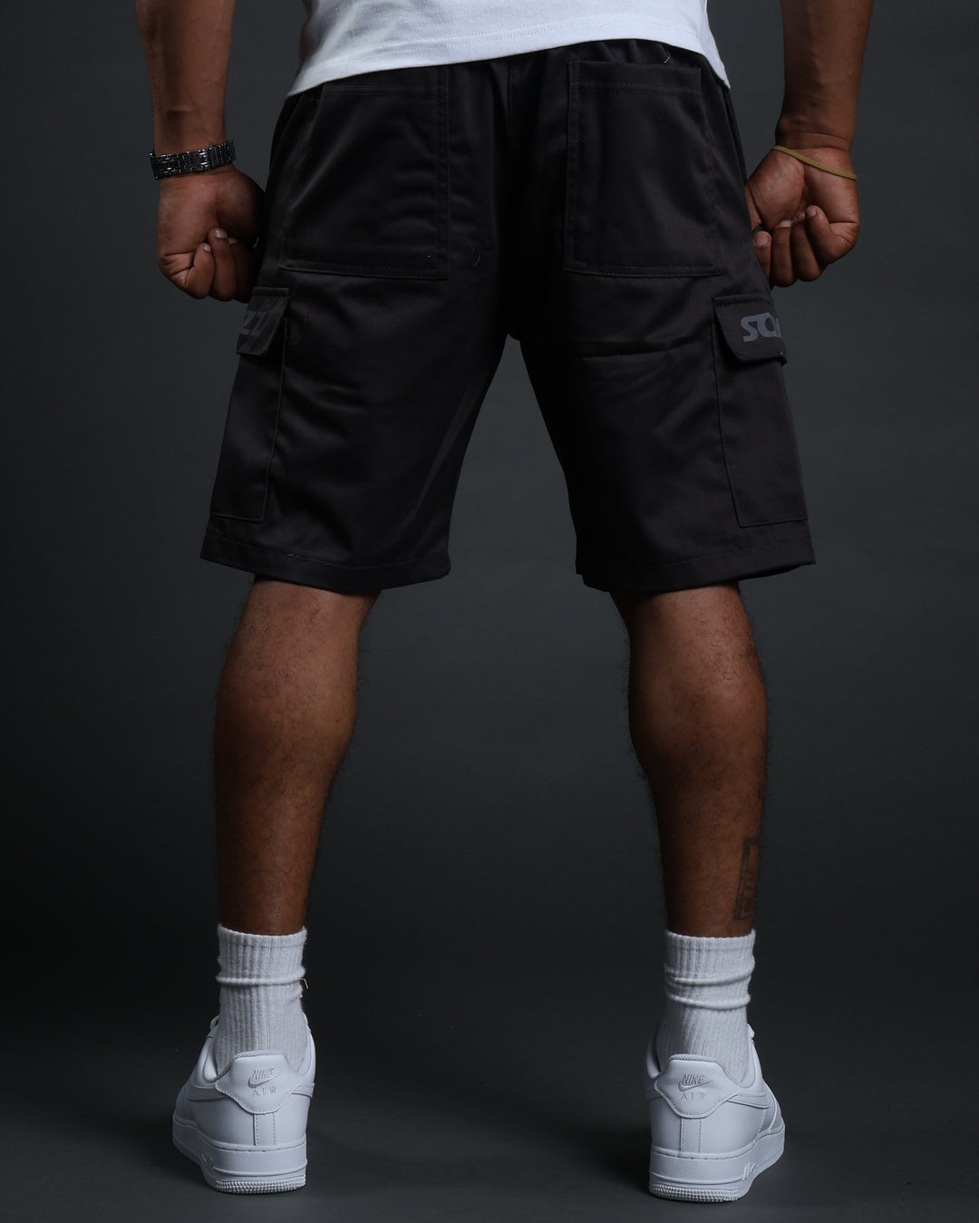 Hussle Work Shorts in Charcoal