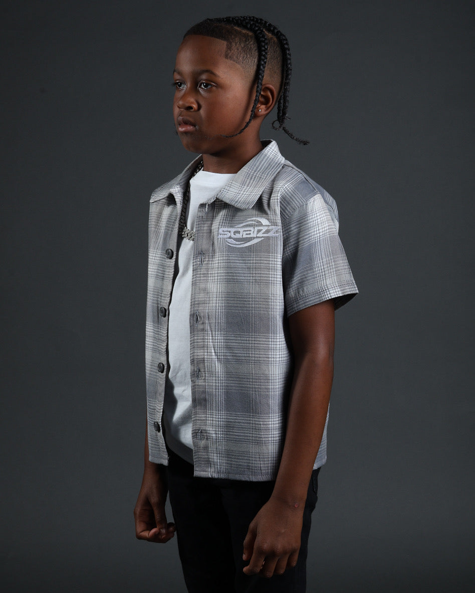 Kid Plaid Flannel Darkgrey/Grey/White