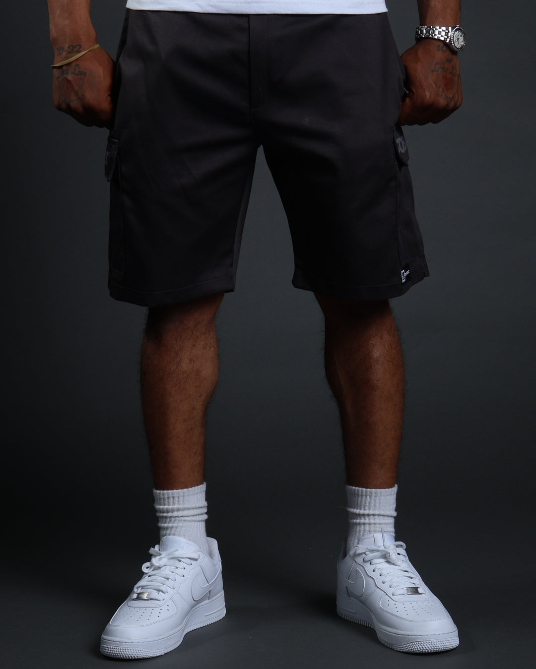 Hussle Work Shorts in Charcoal