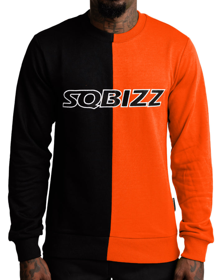 Split Sweater in Black/Orange