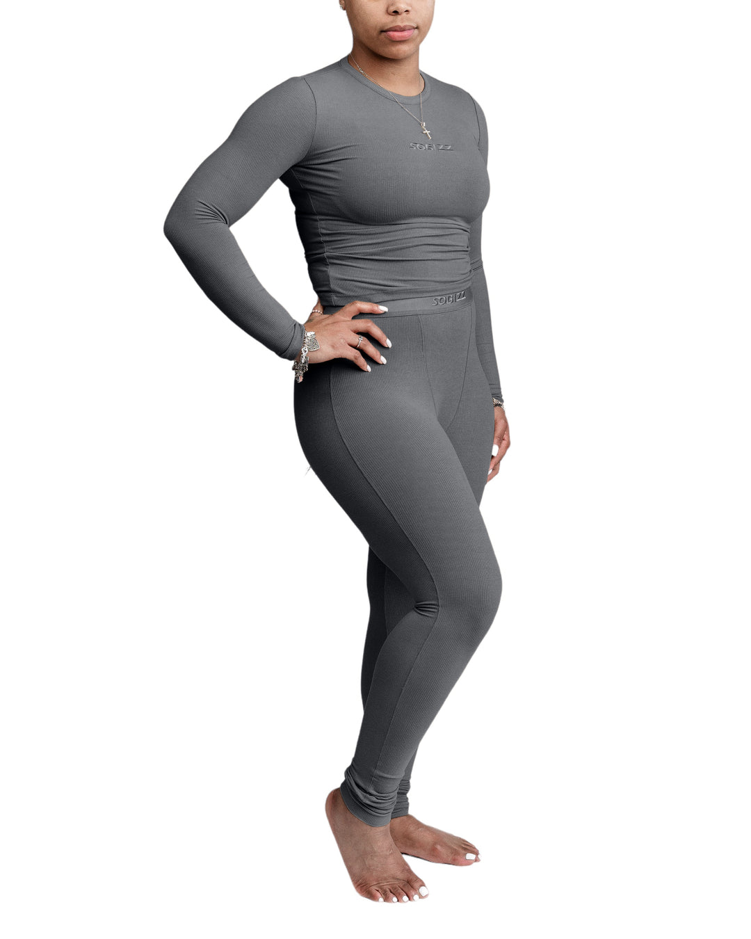 Women Essential L/S Shirt in Darkgrey