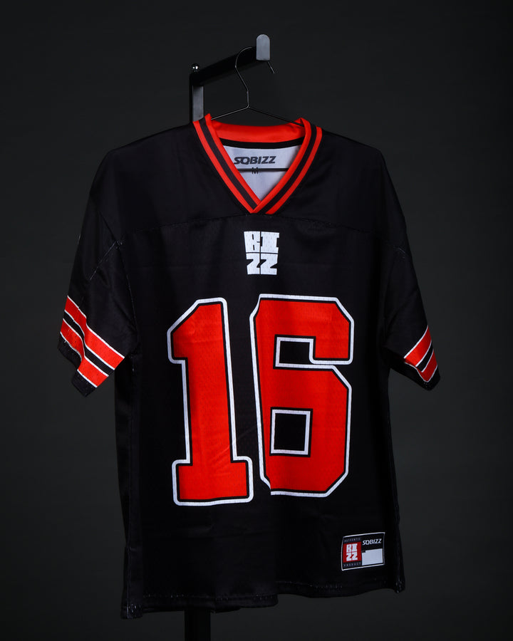 Retro Football Jersey in Black/Red/White