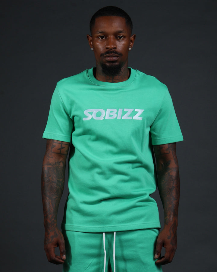 Centre Tee in Mint Green/White