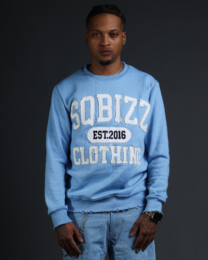 Stud Sweater in Babyblue/White