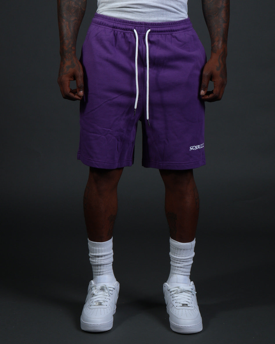 Centre Shorts in Purple/White