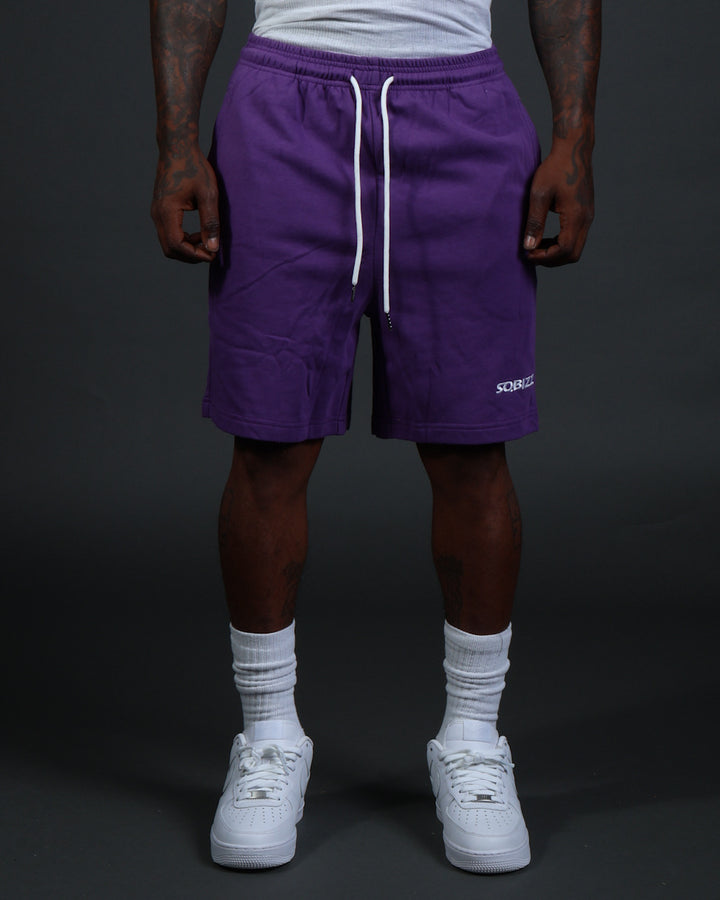 Centre Shorts in Purple/White