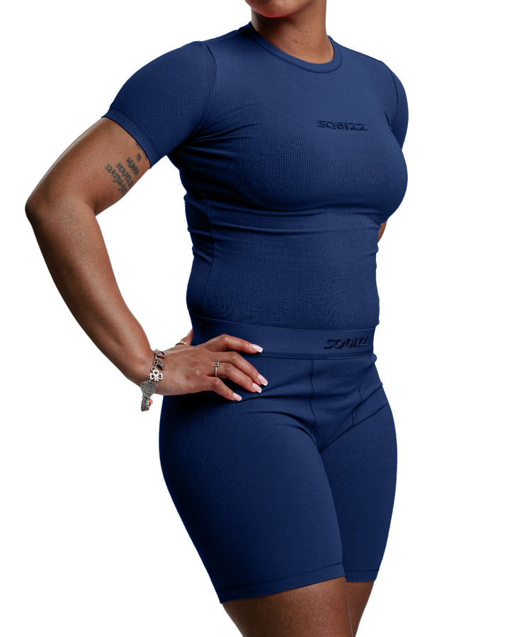 Women Essential Biker Tights in Navy