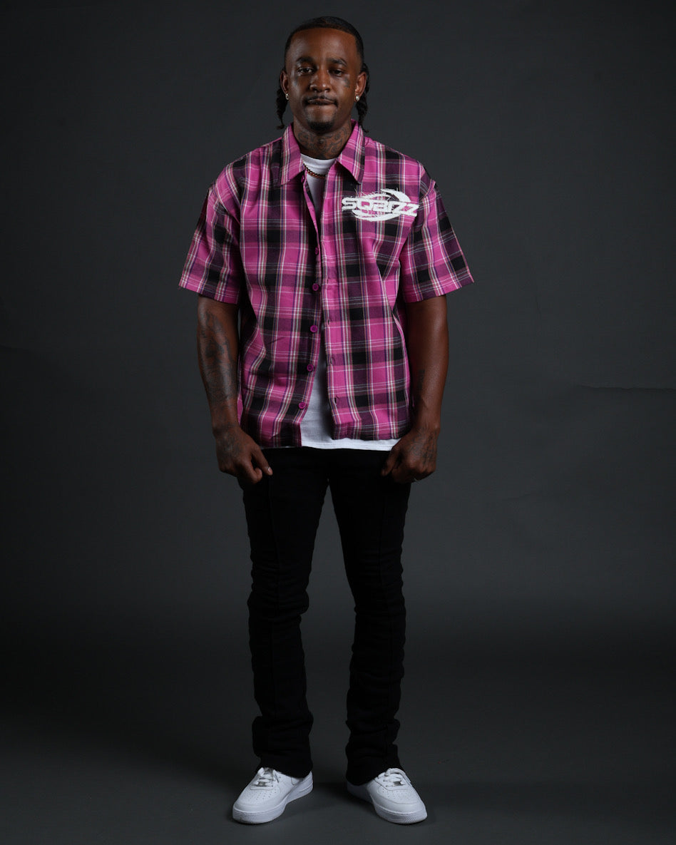 Plaid Flannel in Pink/Black/White