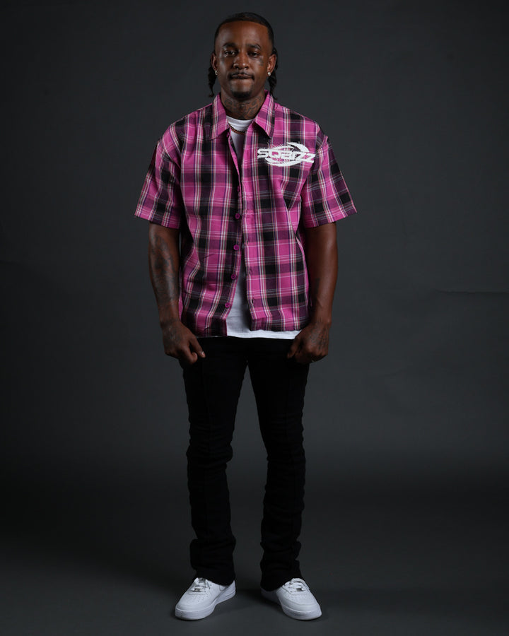 Plaid Flannel in Pink/Black/White