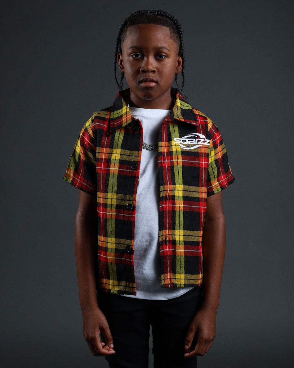 Kid Plaid Flannel Black/Red/Yellow