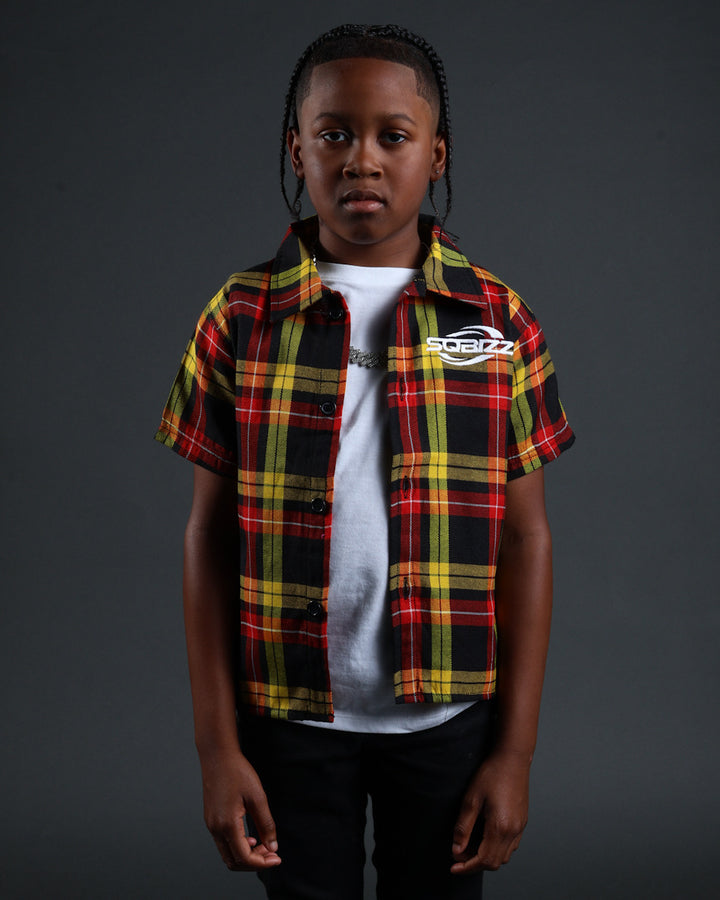 Kid Plaid Flannel Black/Red/Yellow