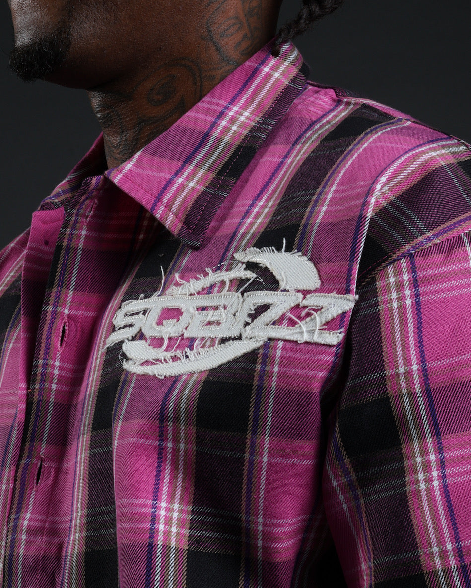 Plaid Flannel in Pink/Black/White