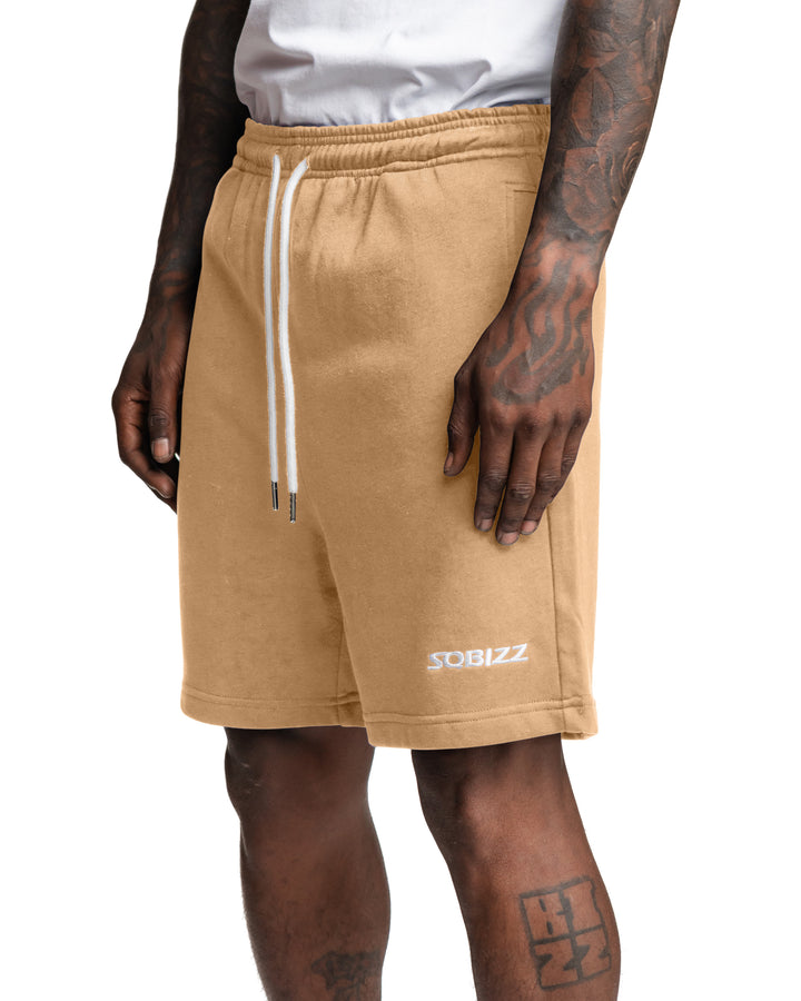 Centre Shorts in Tan/White