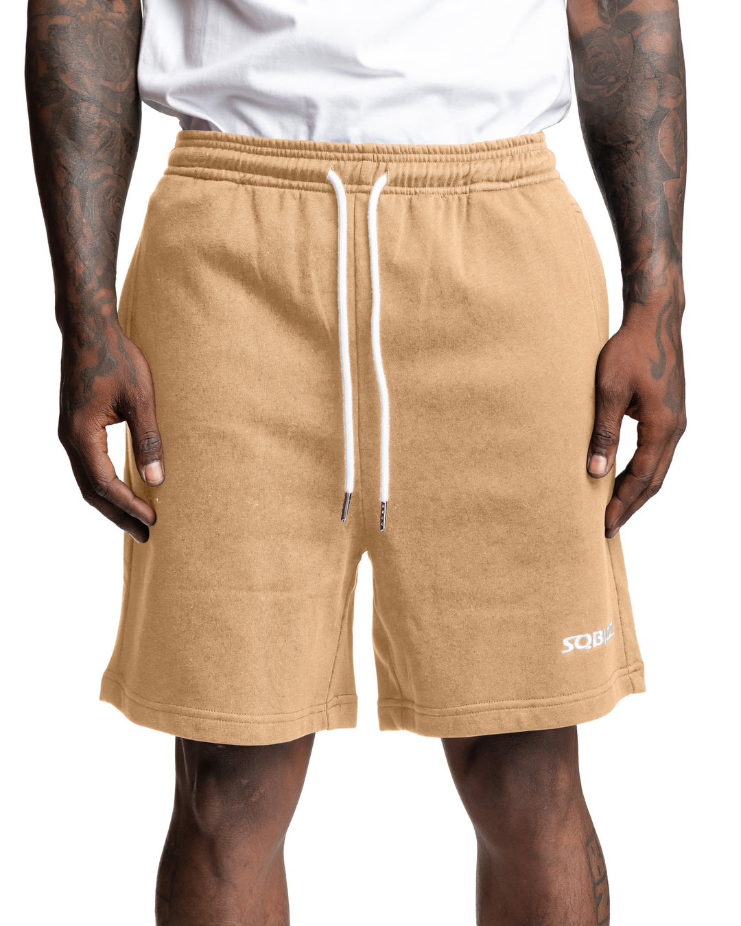 Centre Shorts in Tan/White