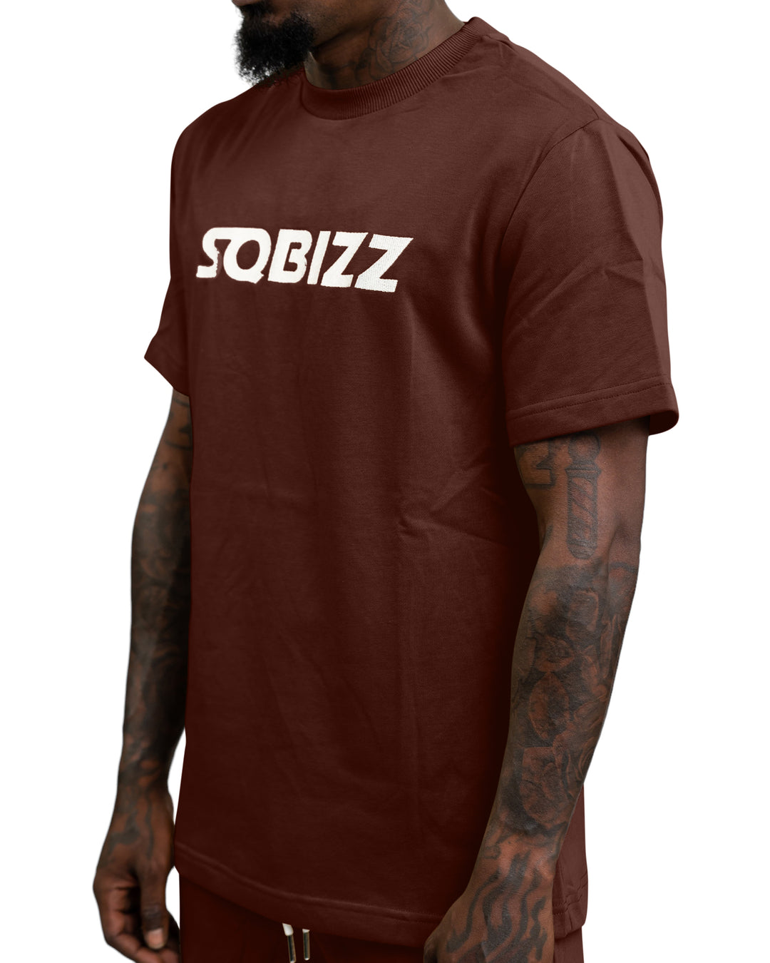 Centre Tee in Chocolate/White