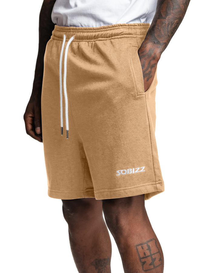 Centre Shorts in Tan/White