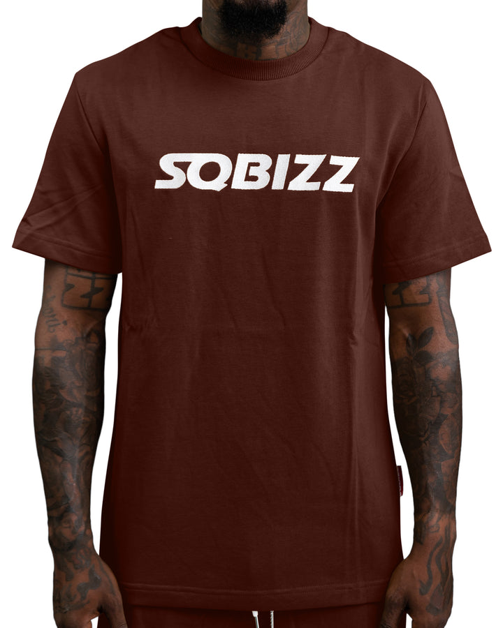 Centre Tee in Chocolate/White