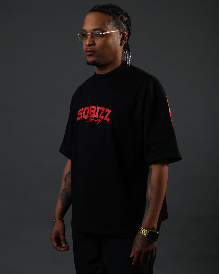 Motto Tee - Black/Red