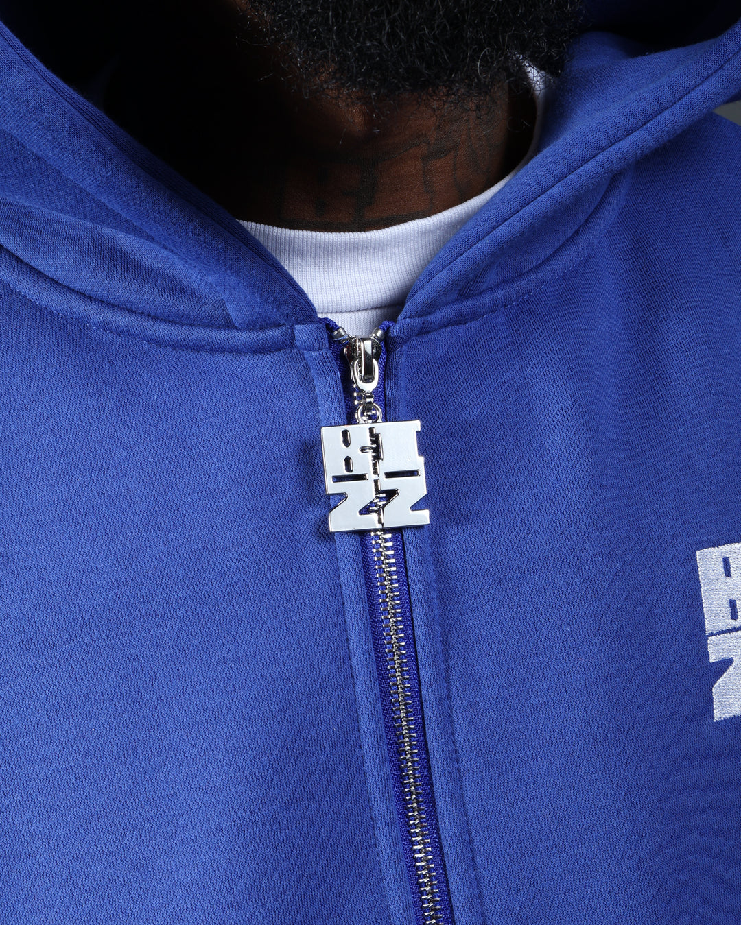 Bizz Zip Hoodie in Royal/White