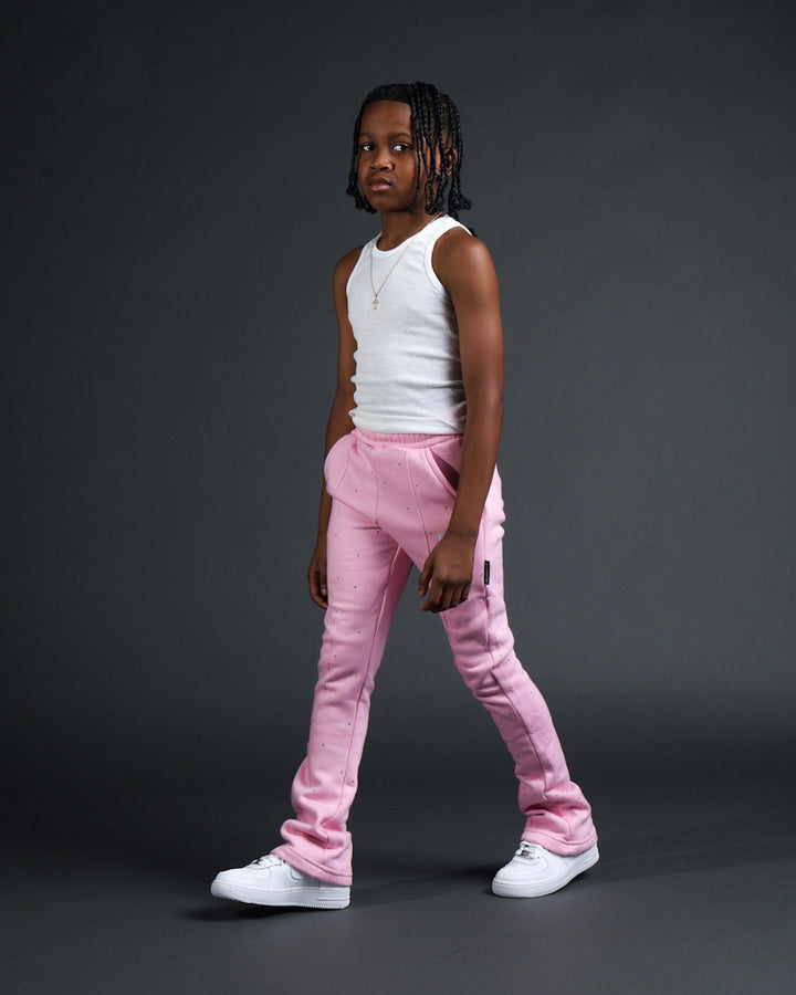 Kids Stud StackJaxx Pants in Pink/White