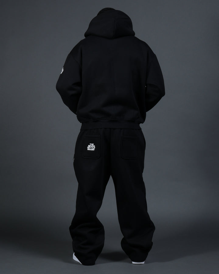 Bizz Zip Hoodie in Black/White