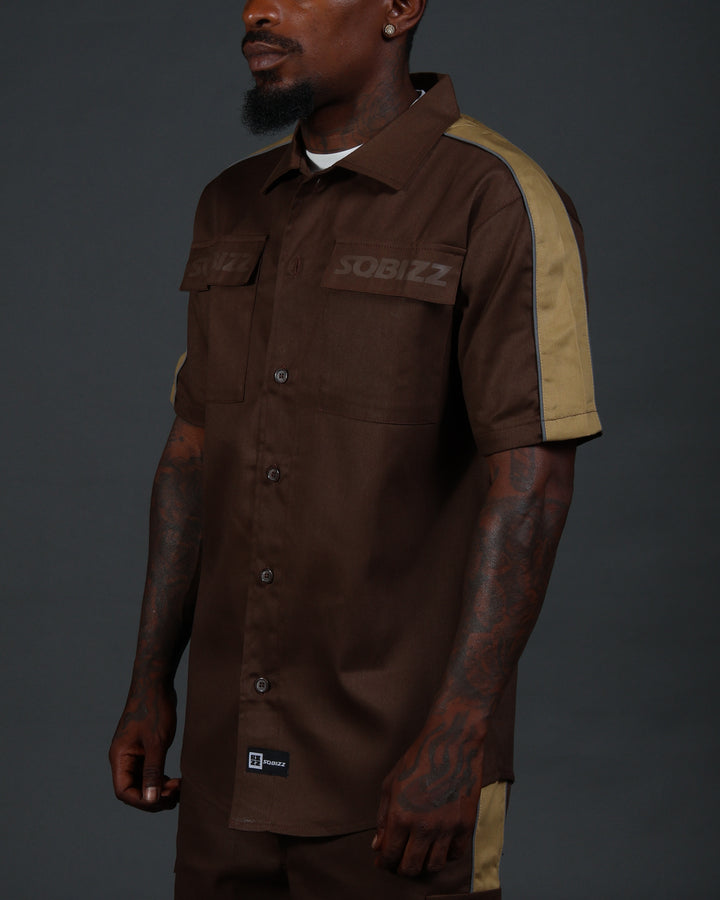 V2 Hussle Shirt in Brown/Khaki