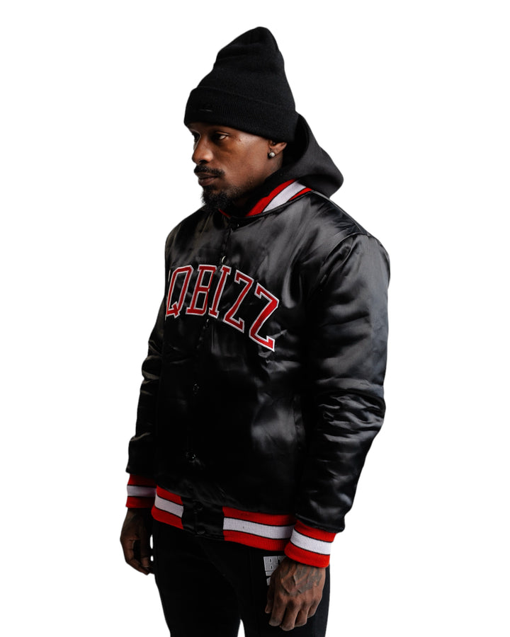 Arch Satin Jacket in Black/Red
