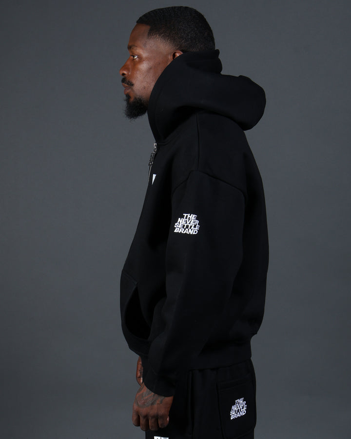 Bizz Zip Hoodie in Black/White