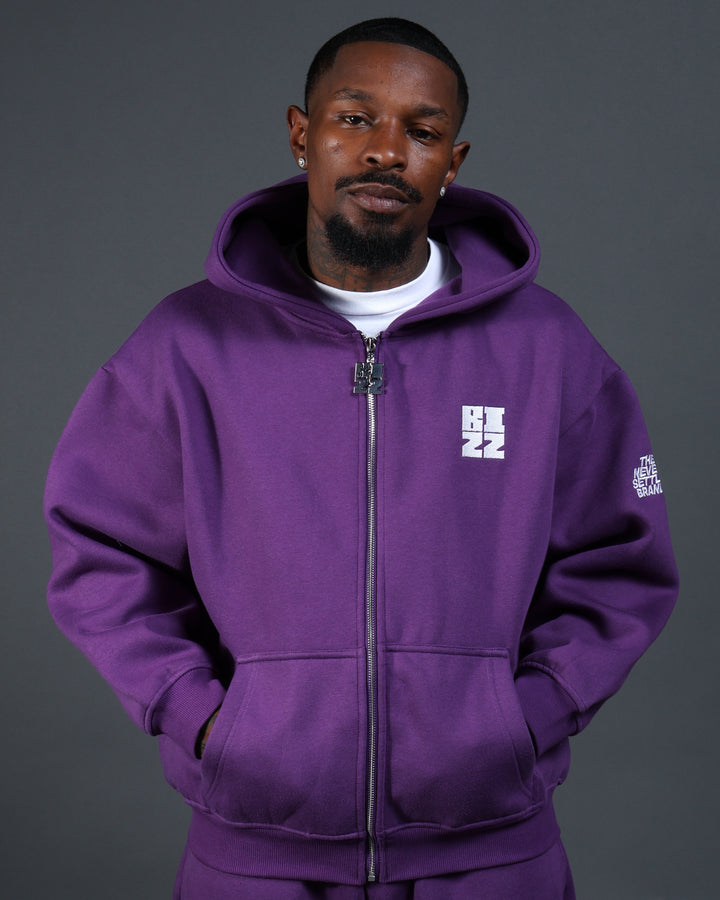Bizz Zip Hoodie in Purple/White