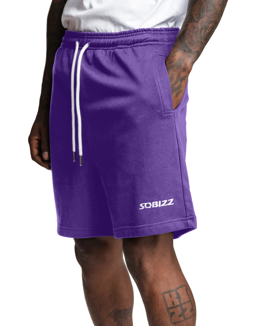 Centre Shorts in Purple/White