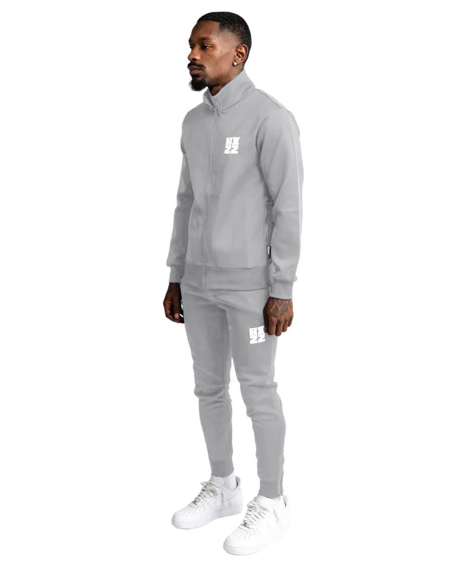 Bizz Track Jacket in Grey/White