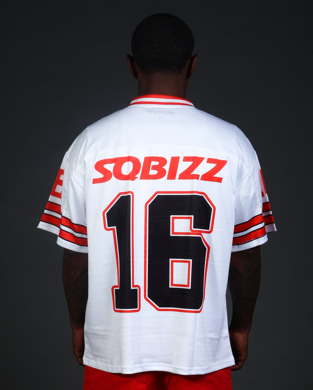Retro Football Jersey in White/Red/Black