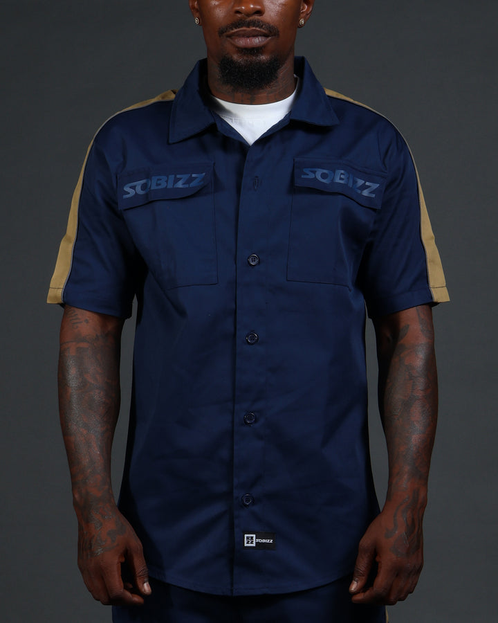 V2 Hussle Shirt in Navy/Khaki