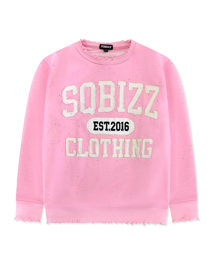 Kids Stud Sweater in Pink/White