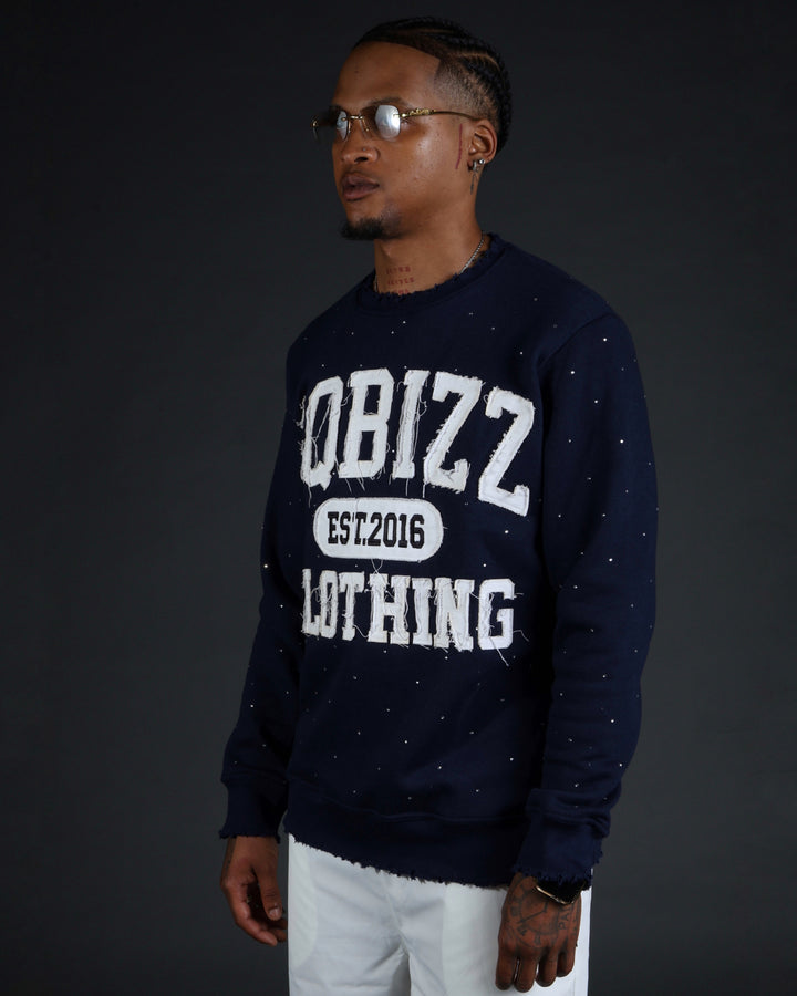 Stud Sweater in Navy/White