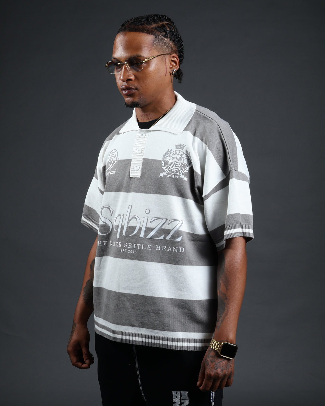 Prestige Polo in Grey/White