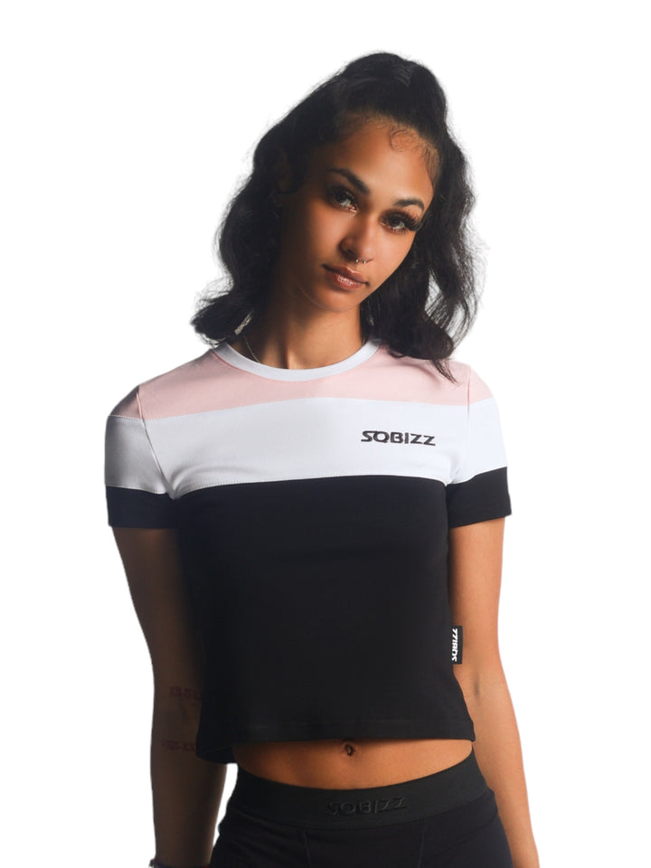 Women Triad Tee in Black/White/Pink