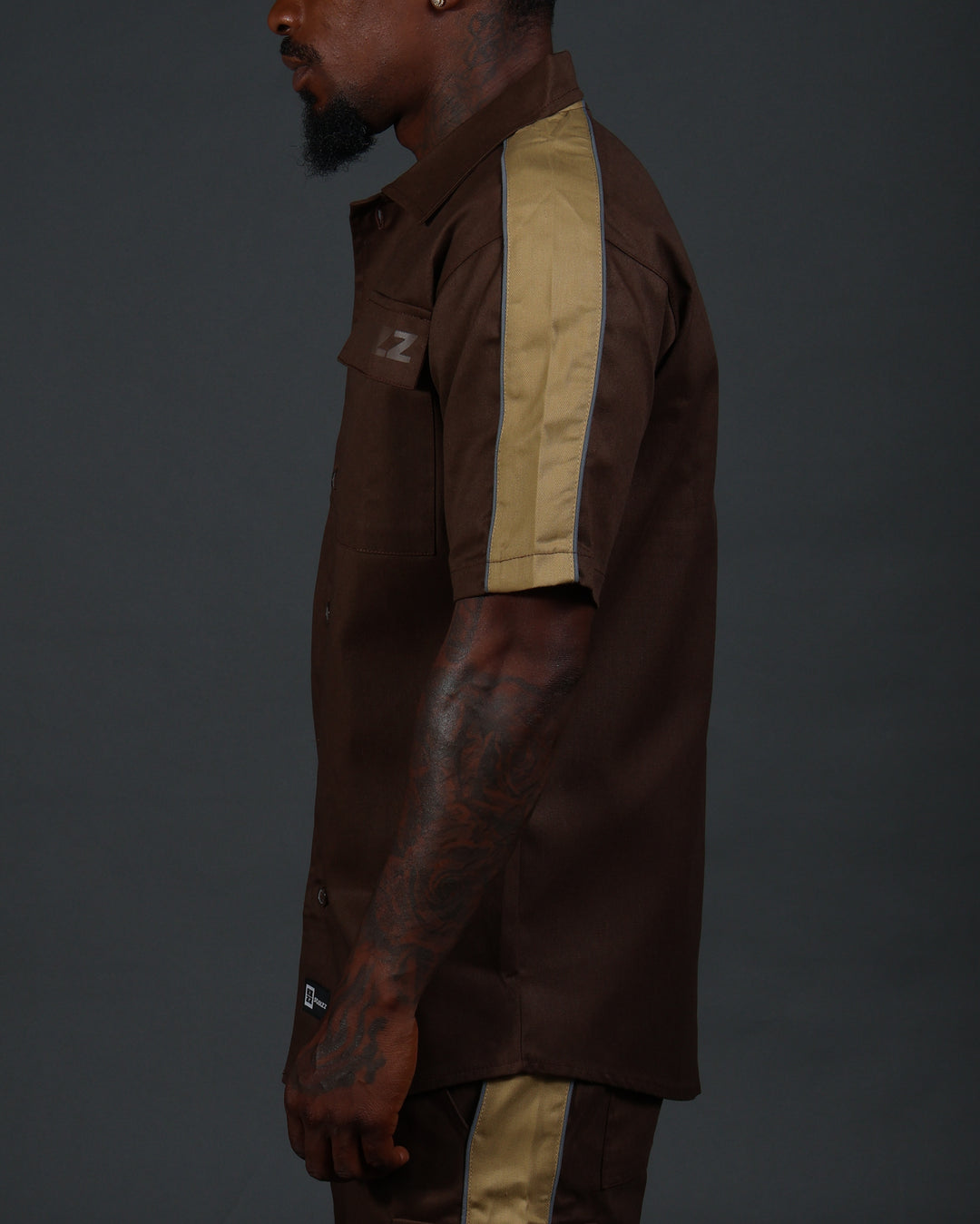 V2 Hussle Shirt in Brown/Khaki