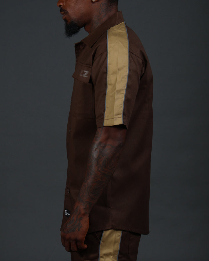 V2 Hussle Shirt in Brown/Khaki