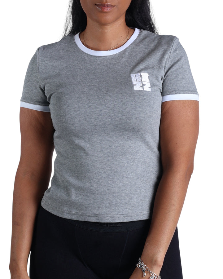 Women Ringer Tee in Grey/White