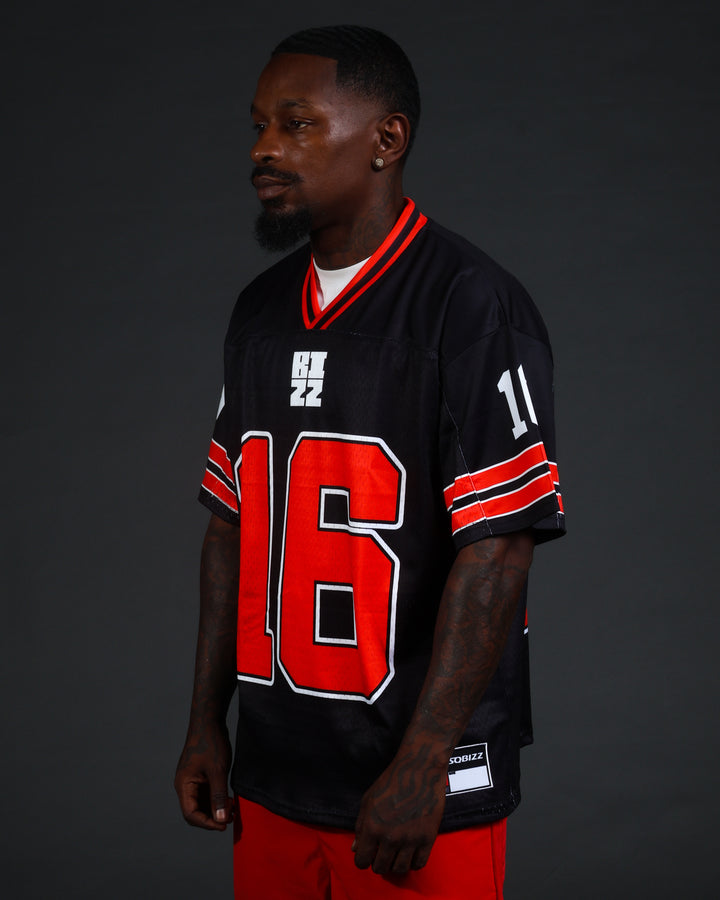 Retro Football Jersey in Black/Red/White