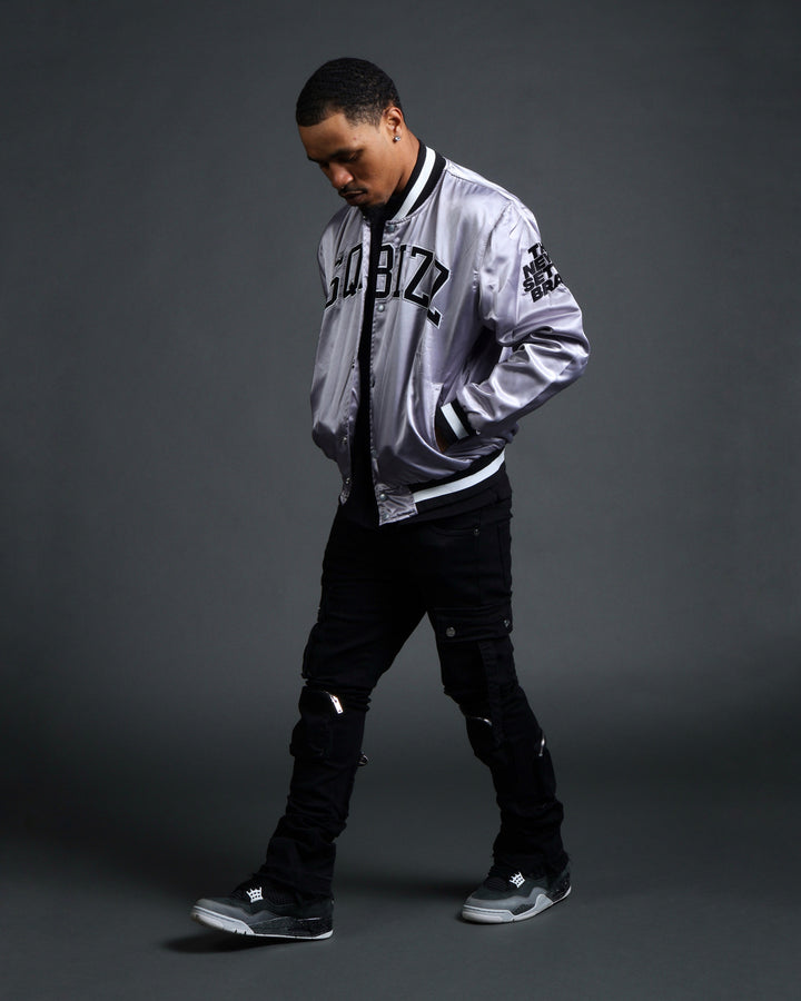 Arch Bomber Jacket in Grey/Black/White