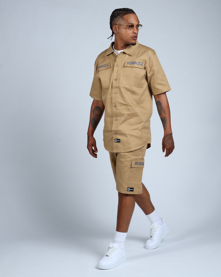 Hussle Work Shorts in Khaki
