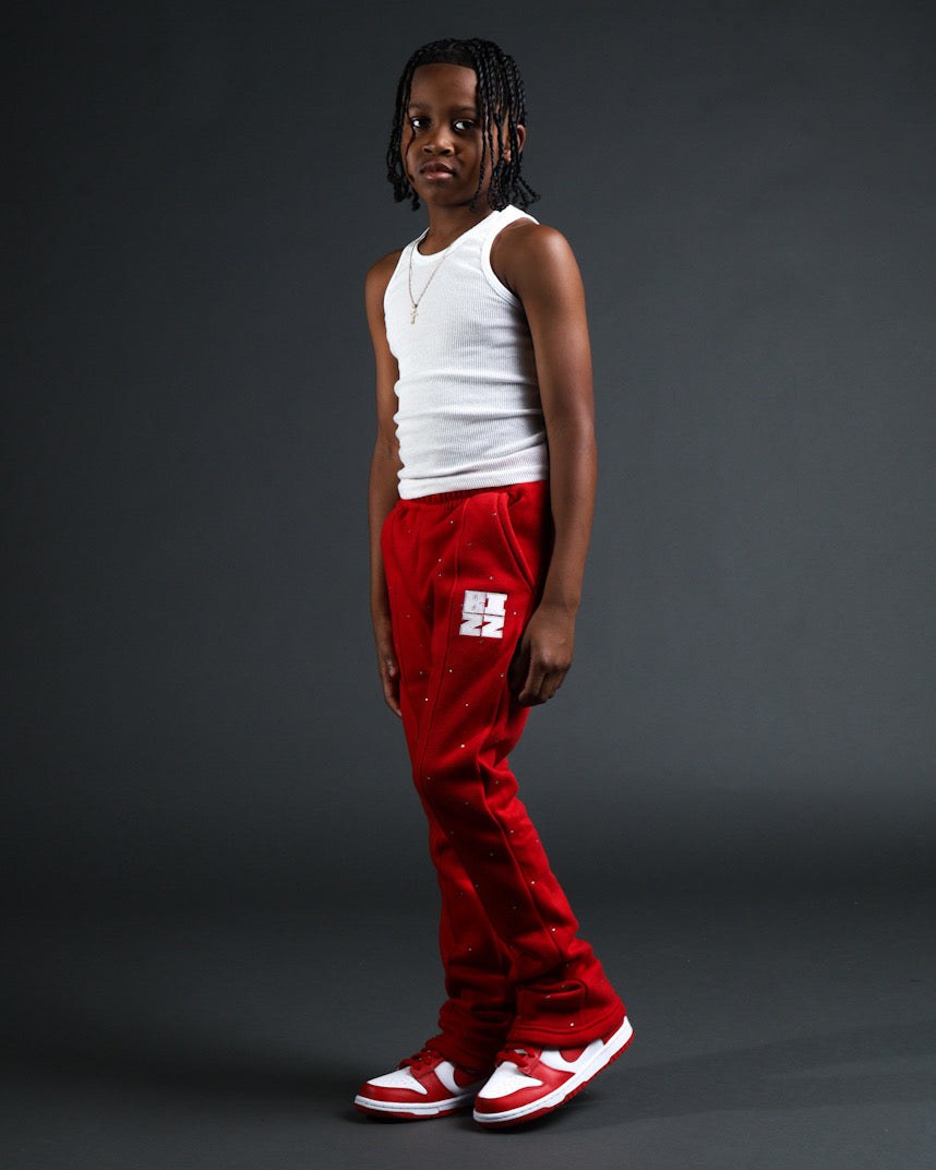 Kids Stud StackJaxx Pants in Red/White