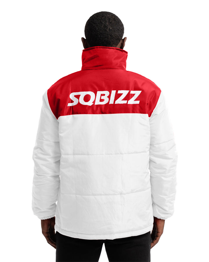 Club Puffer Jacket In White/Red
