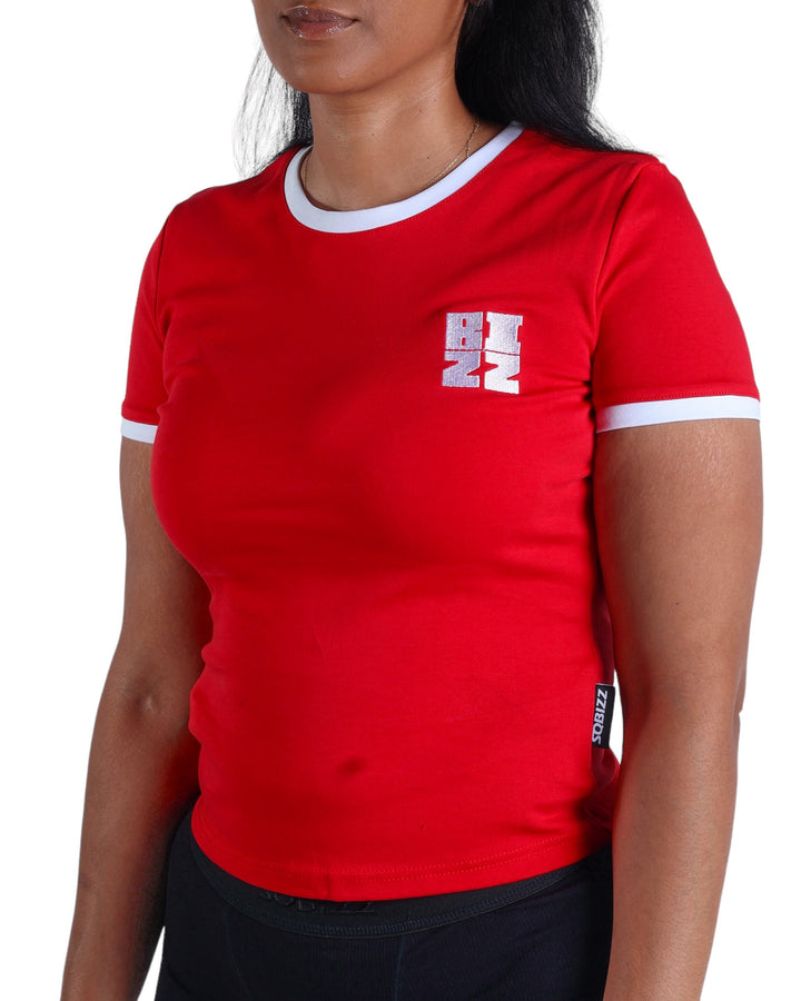 Women Ringer Tee in Red/White