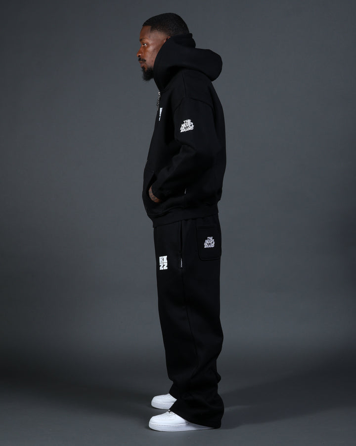Bizz Zip Hoodie in Black/White