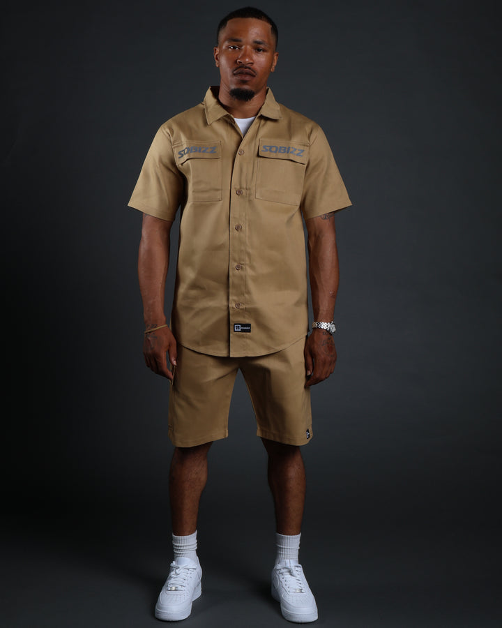 Hussle Work Shorts in Khaki