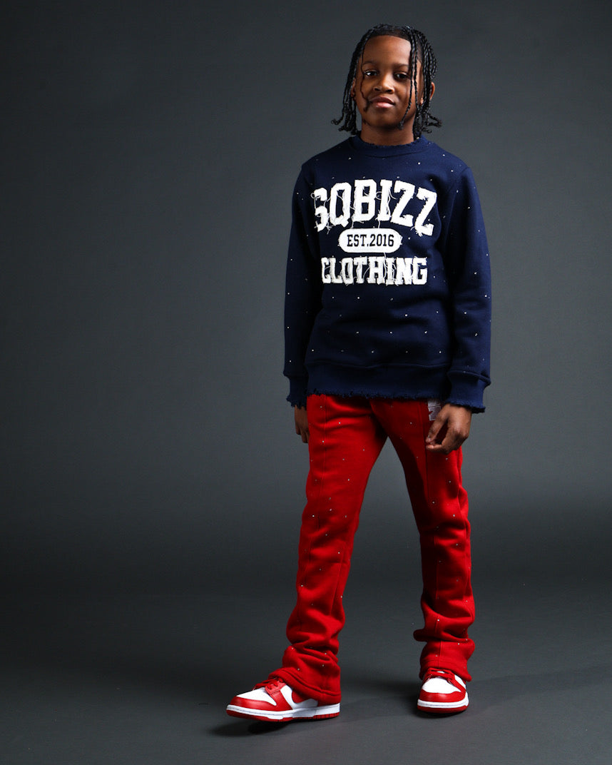 Kids Stud Sweater in Navy/White