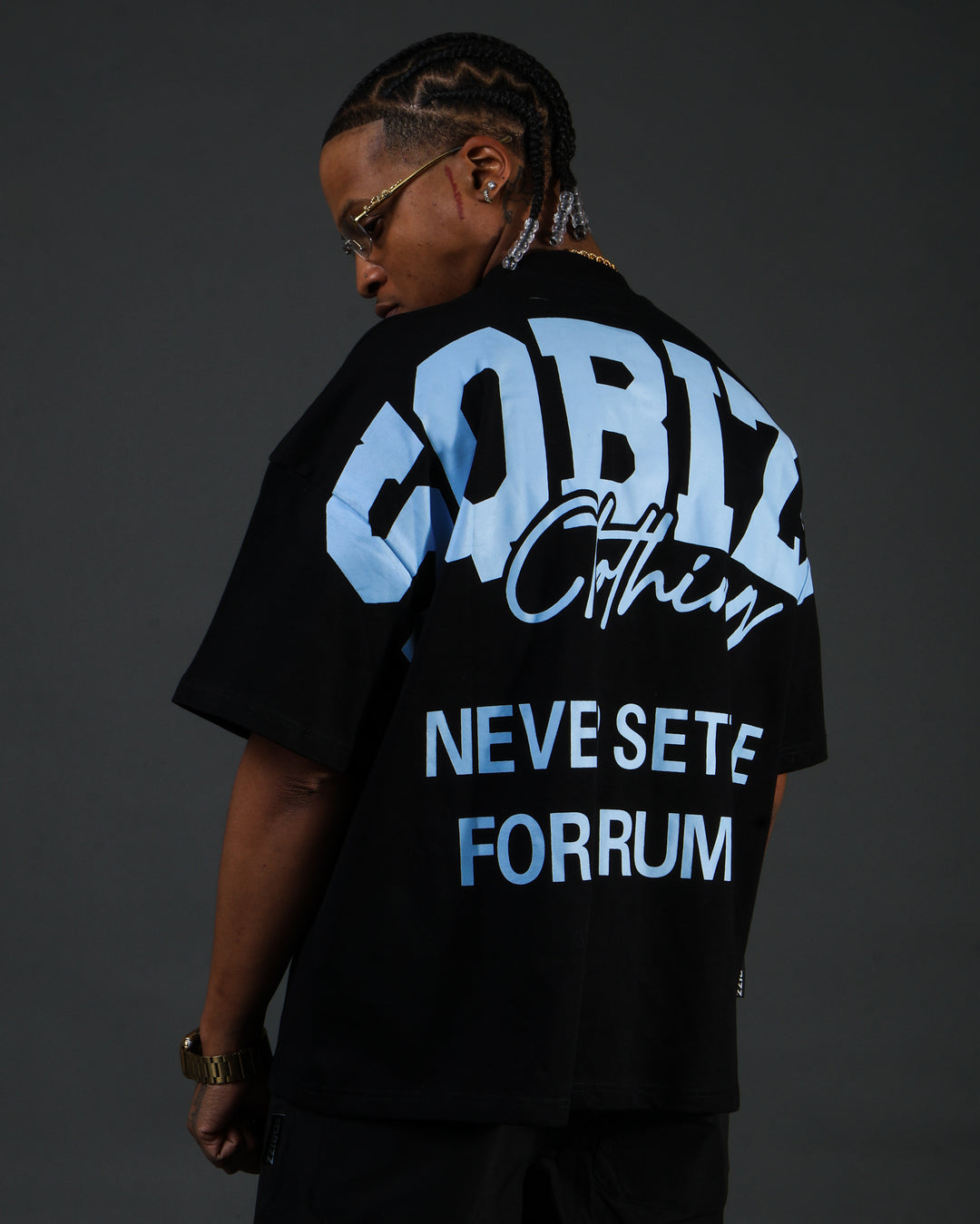 Motto Tee - Black/Babyblue